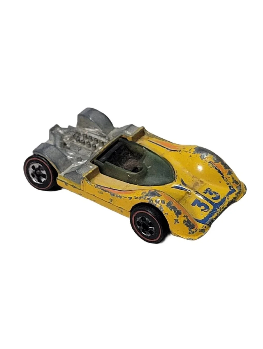 1968 Hot Wheels Redline Winnipeg Car Yellow Made in Hong Kong, Missing Hood